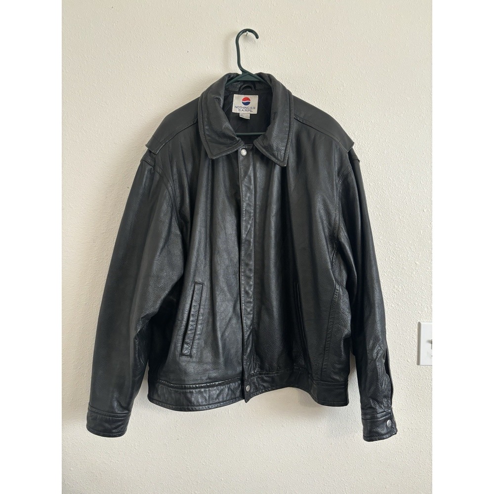 Vintage 90's Pepsi Genuine Leather Jacket Black XL